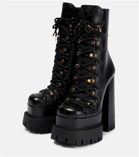 versace aevitas lace-up leather ankle boots|Versace leather boots.